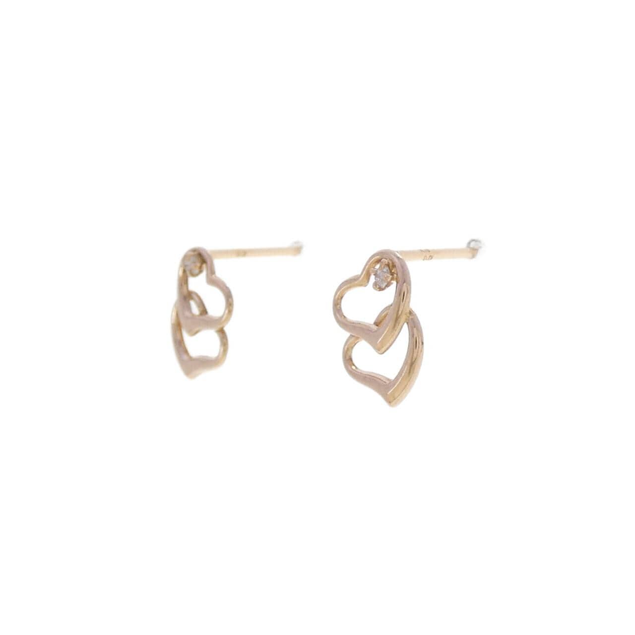 K18PG ハート ダイヤモンド ピアス 0.02CT
