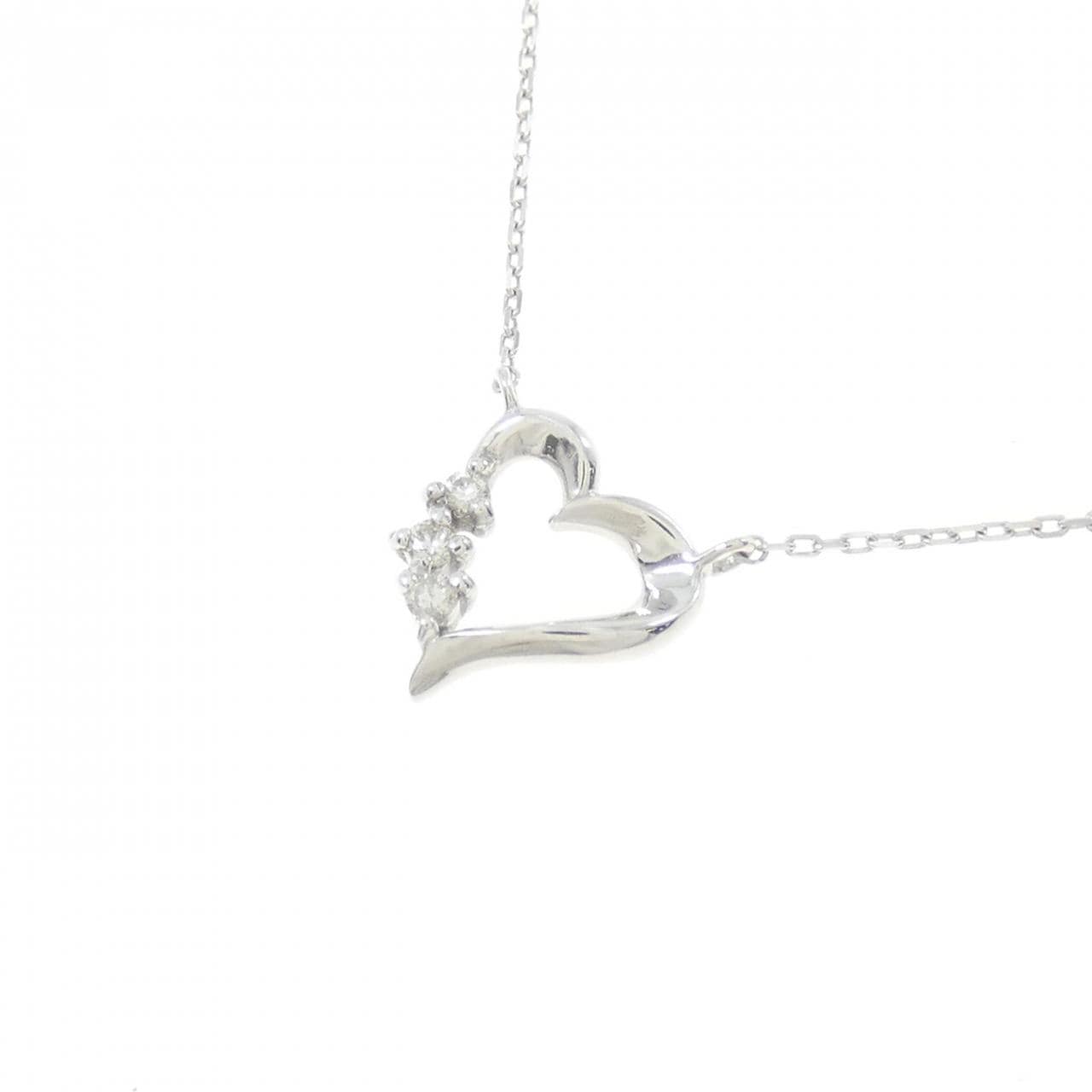 K10WG ハート ダイヤモンド ネックレス 0.03CT