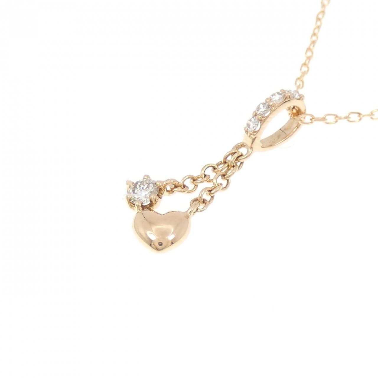 K18PG ハート ダイヤモンド ネックレス 0.12CT