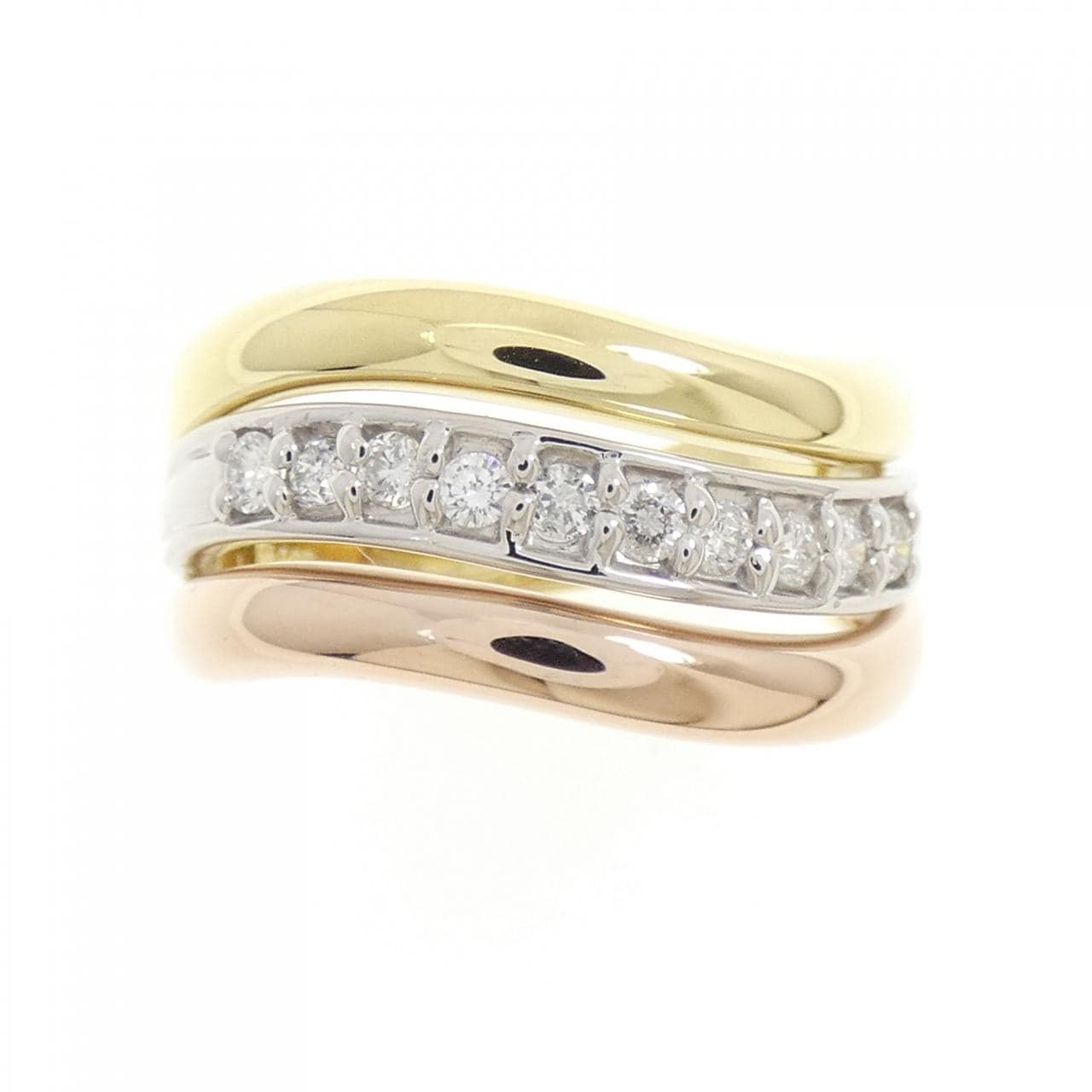 K18YG/PT900/K18PG ダイヤモンド リング 0.27CT