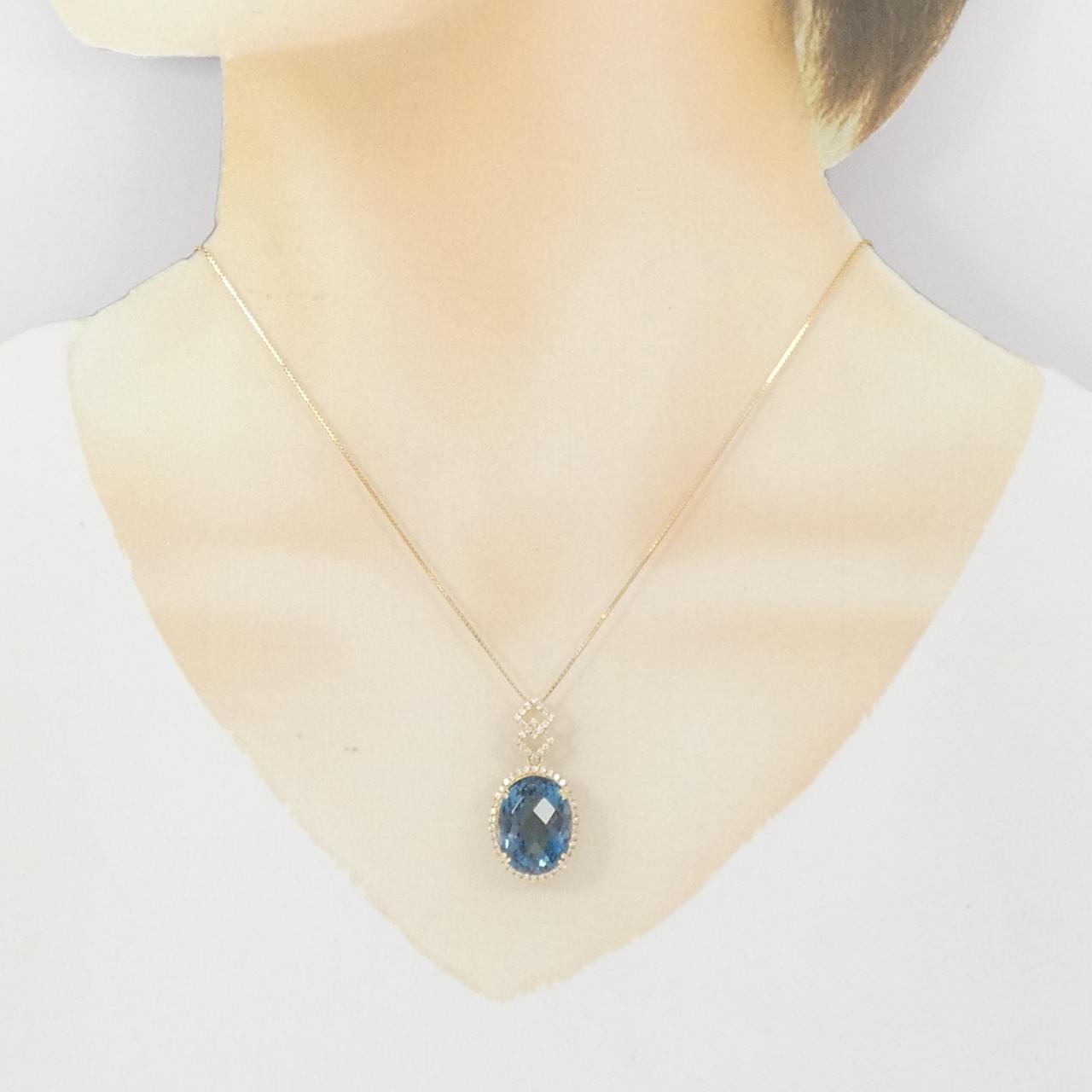 K18YG ブルートパーズ ネックレス 15.12CT