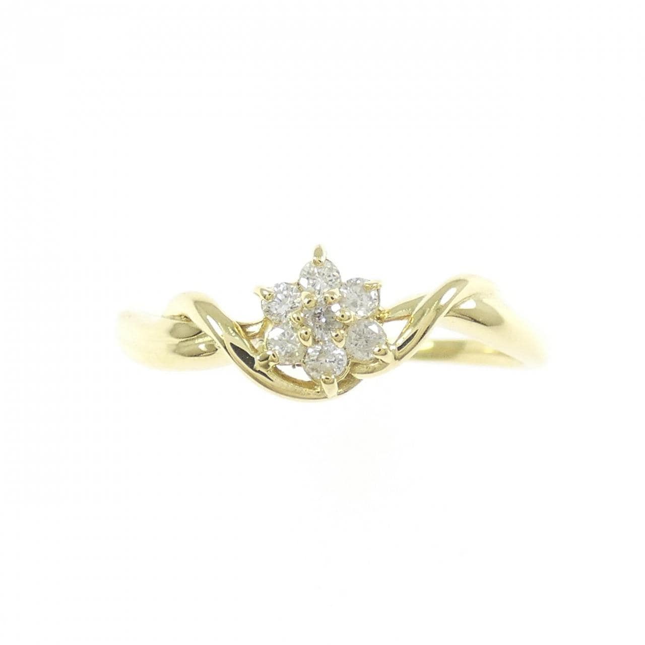 K18YG フラワー ダイヤモンド リング 0.10CT