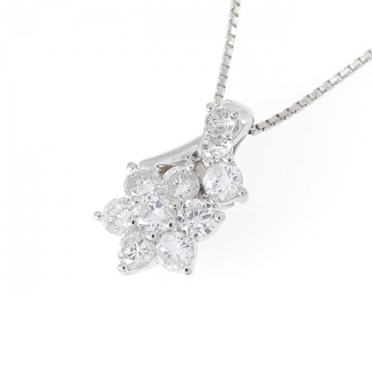 PT900/PT850 フラワー ダイヤモンド ネックレス 0.50CT