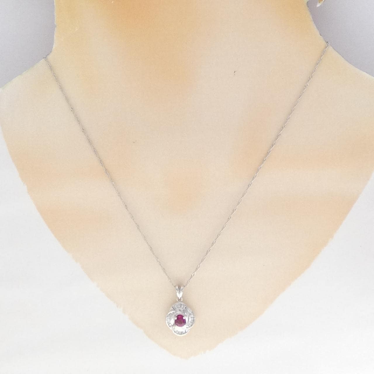 PT900/PT850 ルビー ネックレス 0.59CT