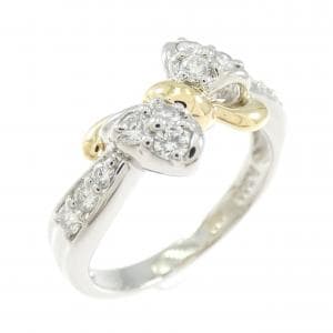 PT900/K18YG リボン ダイヤモンド リング 0.35CT