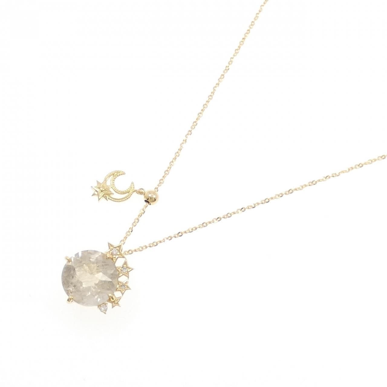 K18YG スター×ムーン ルチルクオーツ ネックレス