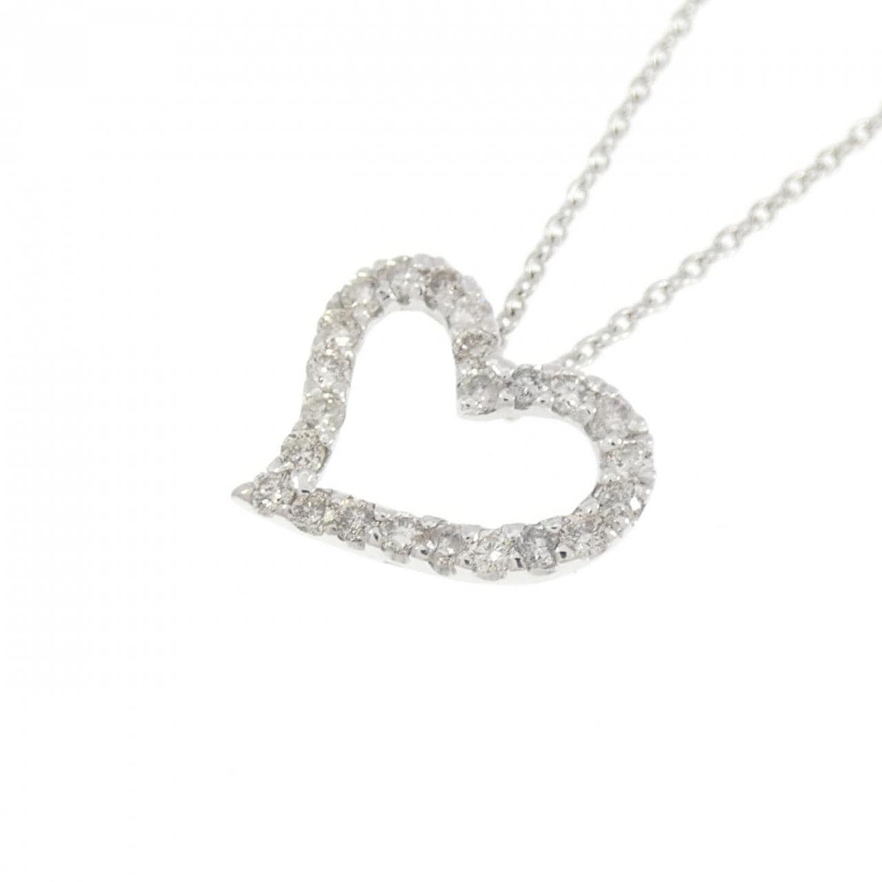 K10WG ハート ダイヤモンド ネックレス 0.20CT