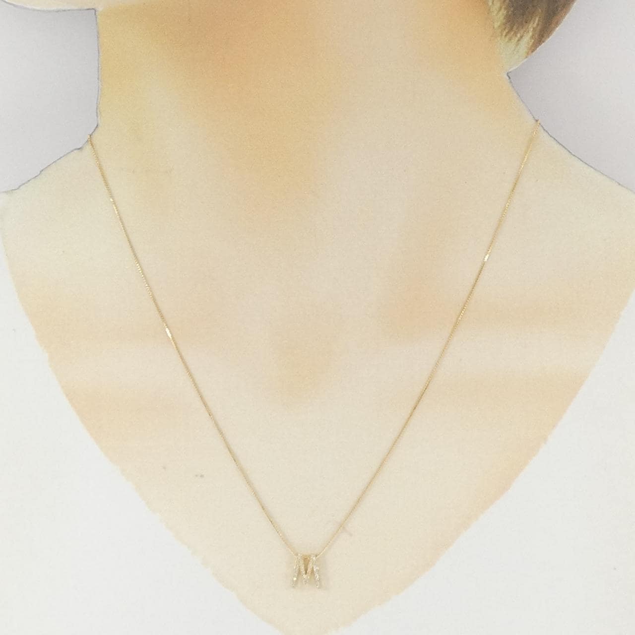 K18YG イニシャルM ダイヤモンド ネックレス 0.08CT