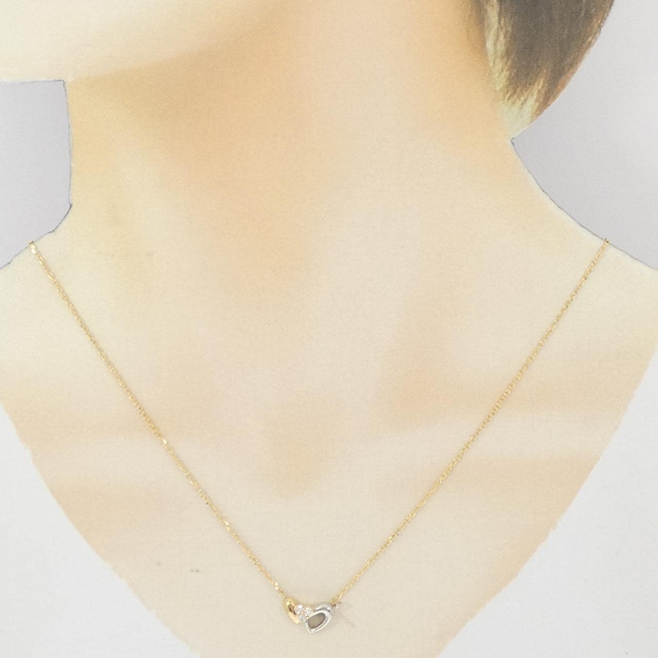 K18YG/PT900 ダイヤモンド ネックレス 0.10CT