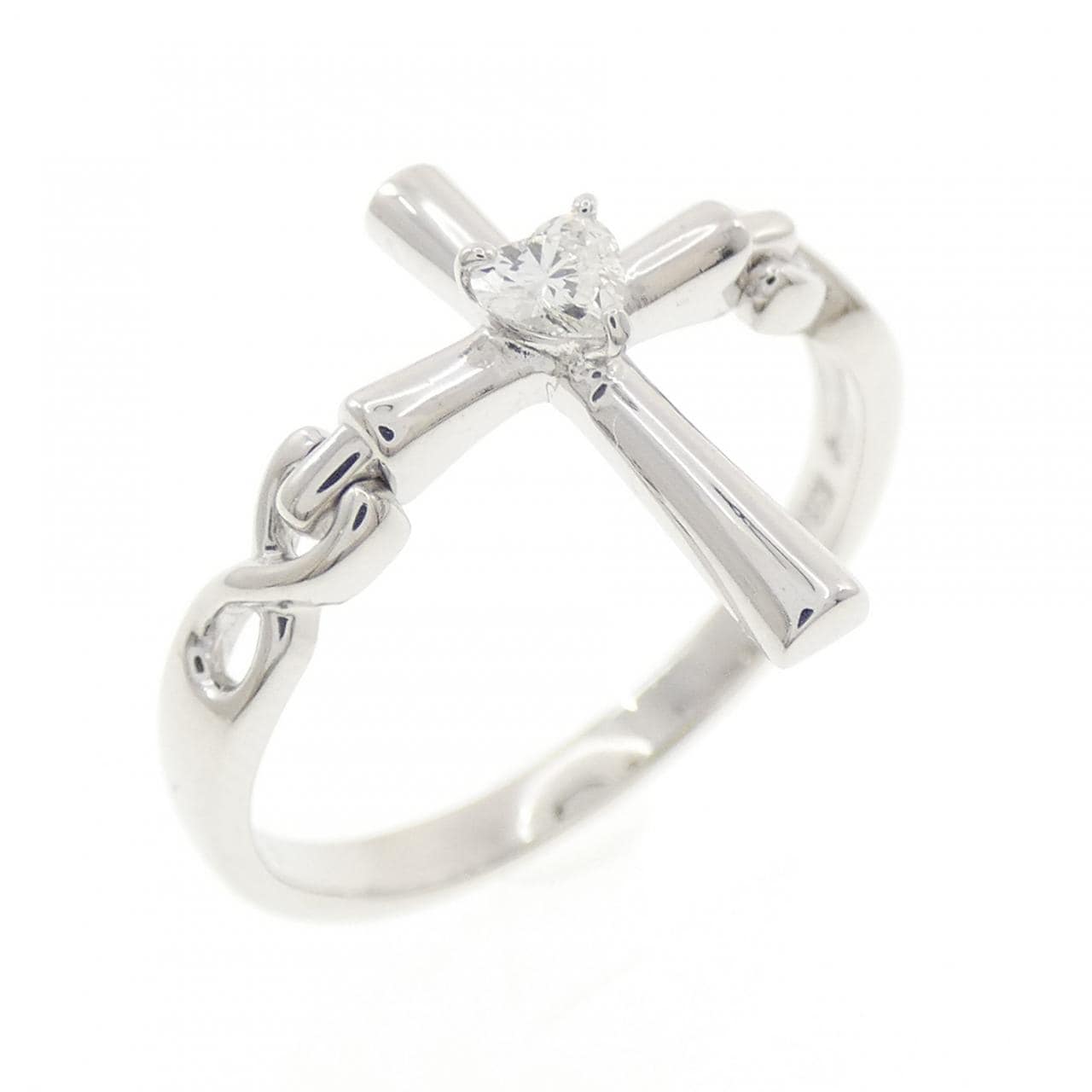 K18WG クロス×ハート ダイヤモンド リング 0.08CT
