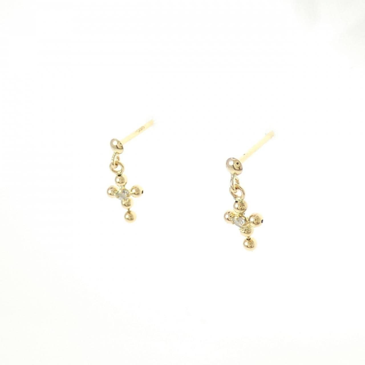 K18YG Cross Diamond Earrings