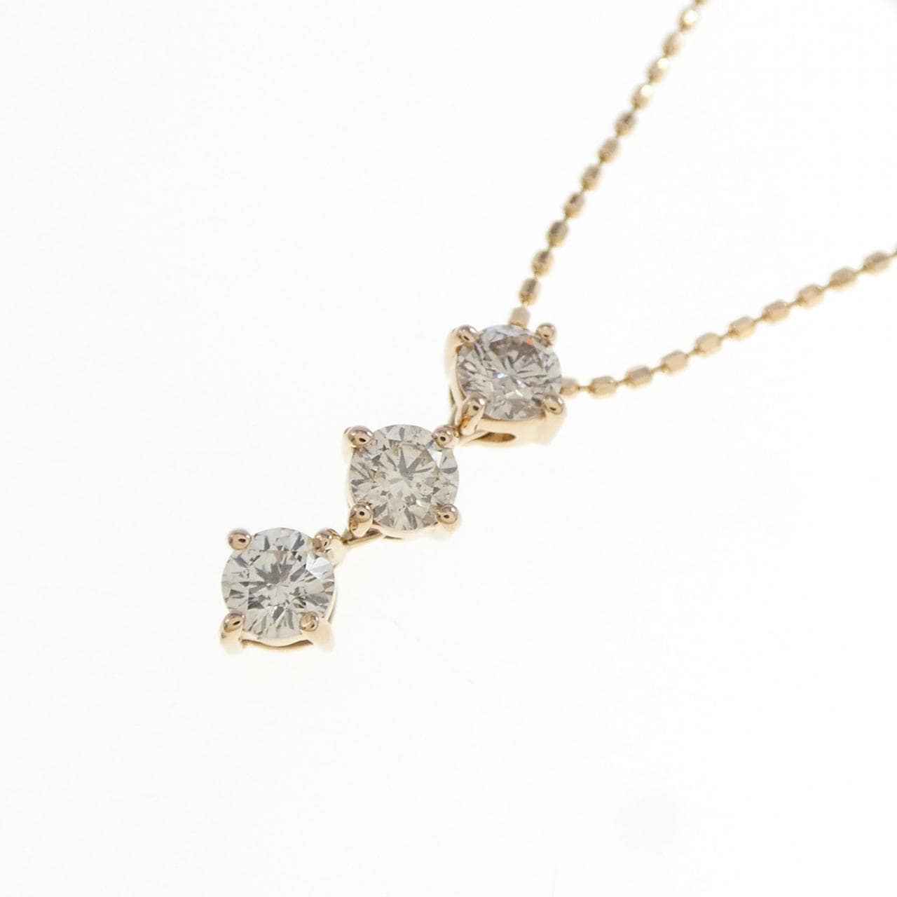 K18PG スリーストーン ダイヤモンド ネックレス 0.50CT