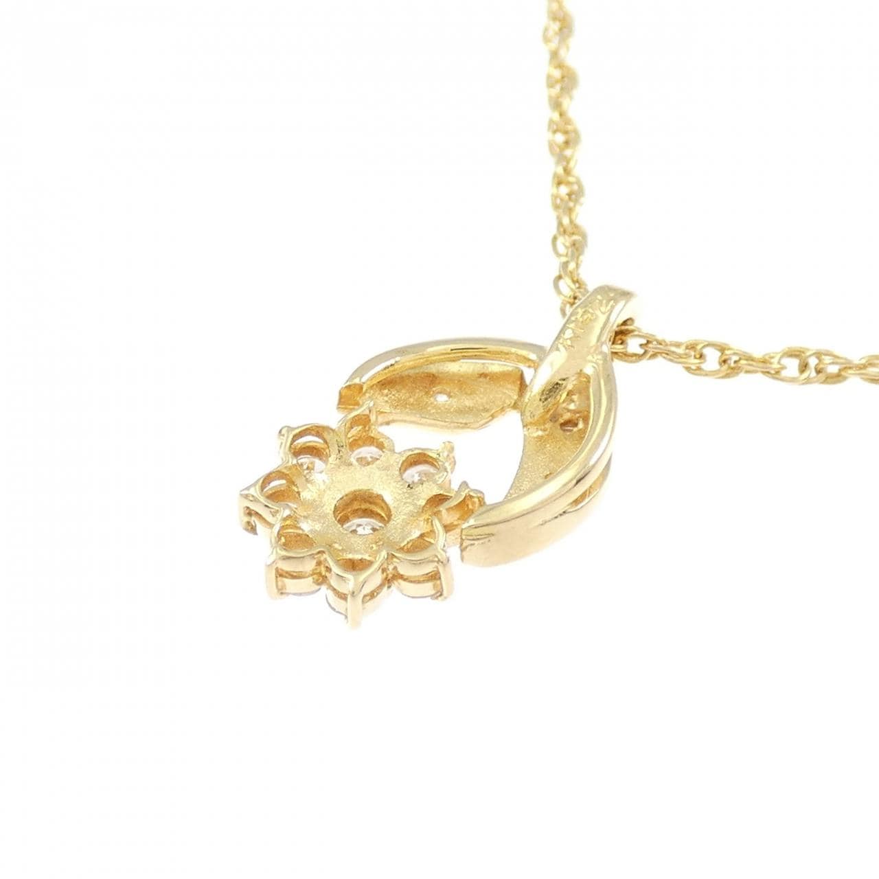 K18YG フラワー ダイヤモンド ネックレス 0.22CT