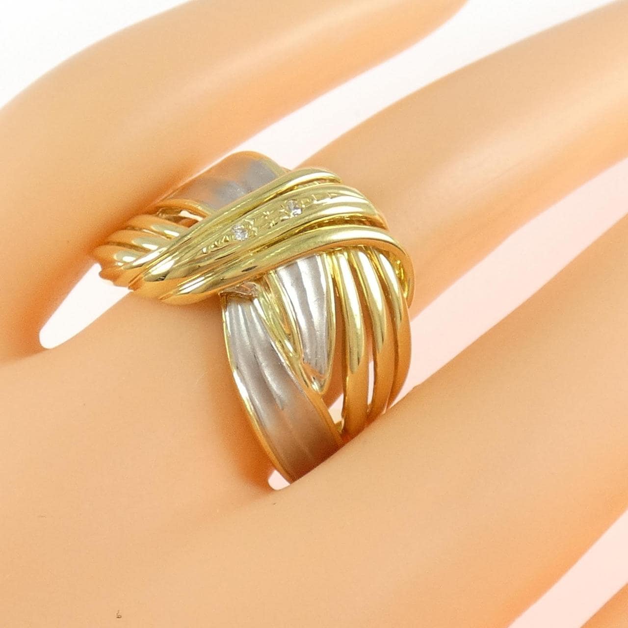 K18YG/PT900 ダイヤモンド リング 0.01CT