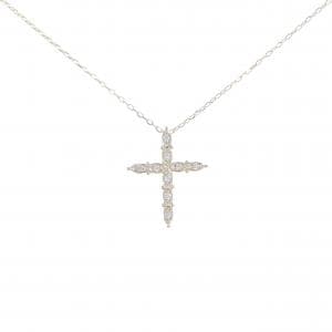 K10YG/K10WG クロス ダイヤモンド ネックレス 0.10CT