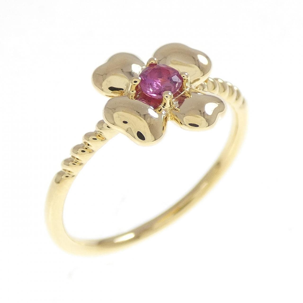 K18YG フラワー ルビー リング