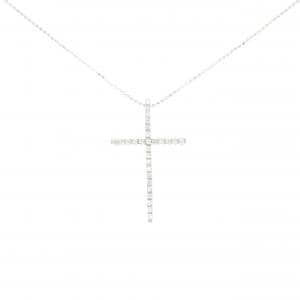 K18WG/750WG クロス ダイヤモンド ネックレス 0.20CT