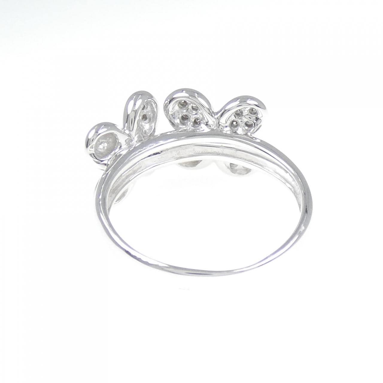 K18WG フラワー ダイヤモンド リング 0.13CT