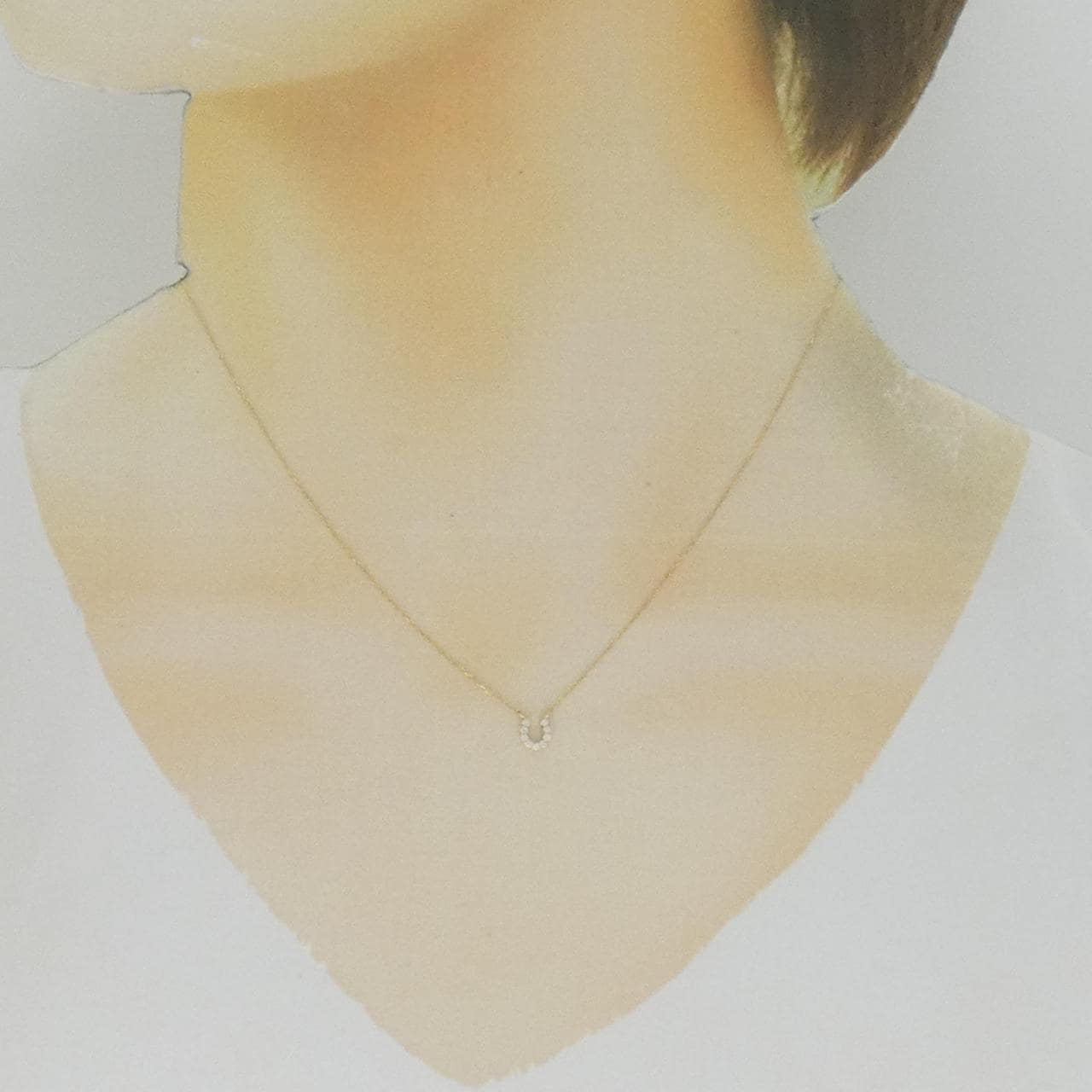 K18YG ホースシュー ダイヤモンド ネックレス 0.05CT