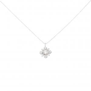 PT900/PT850 フラワー ダイヤモンド ネックレス 0.23CT