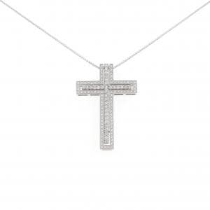 K18WG クロス ダイヤモンド ネックレス 0.55CT