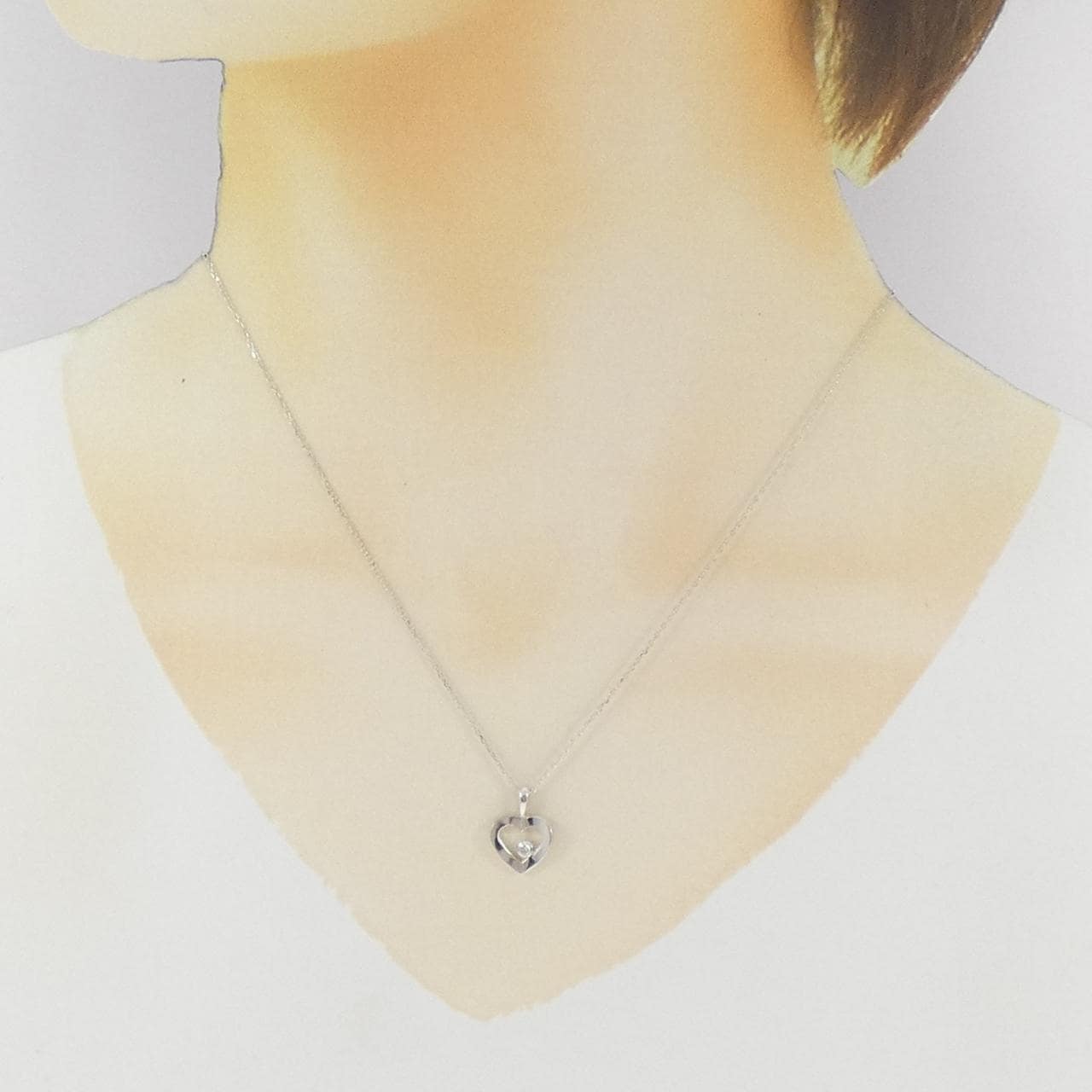 K10WG心形鑽石項鍊 0.07克拉