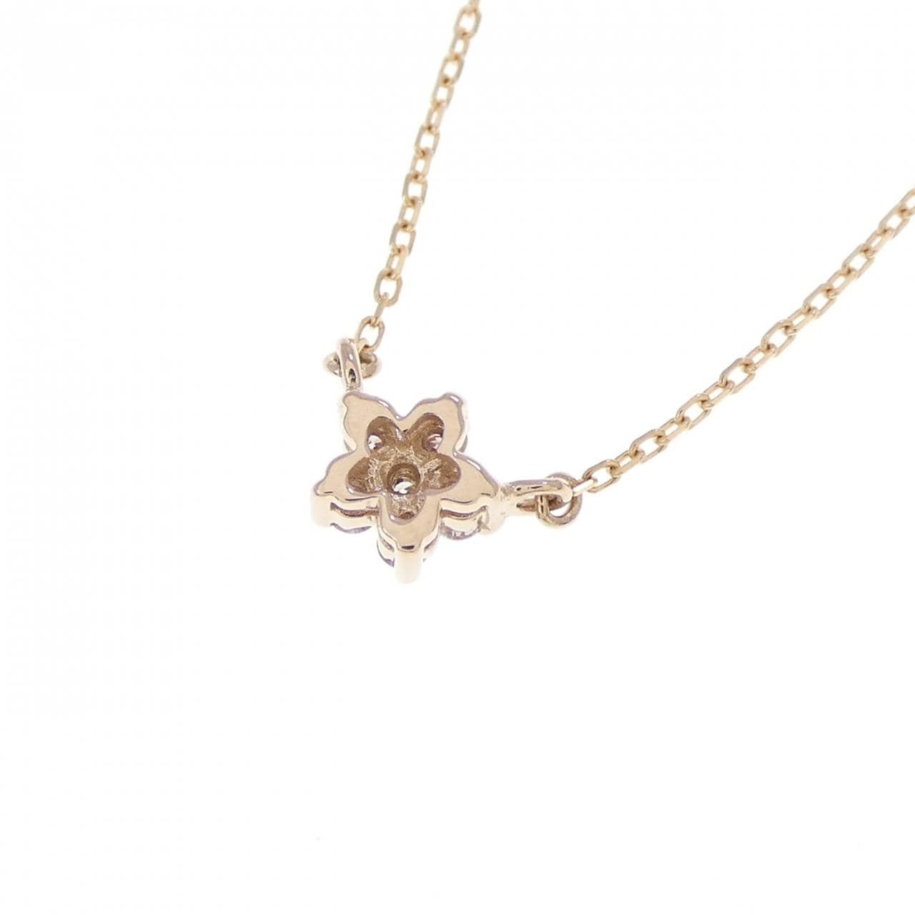 K18PG フラワー ダイヤモンド ネックレス 0.04CT