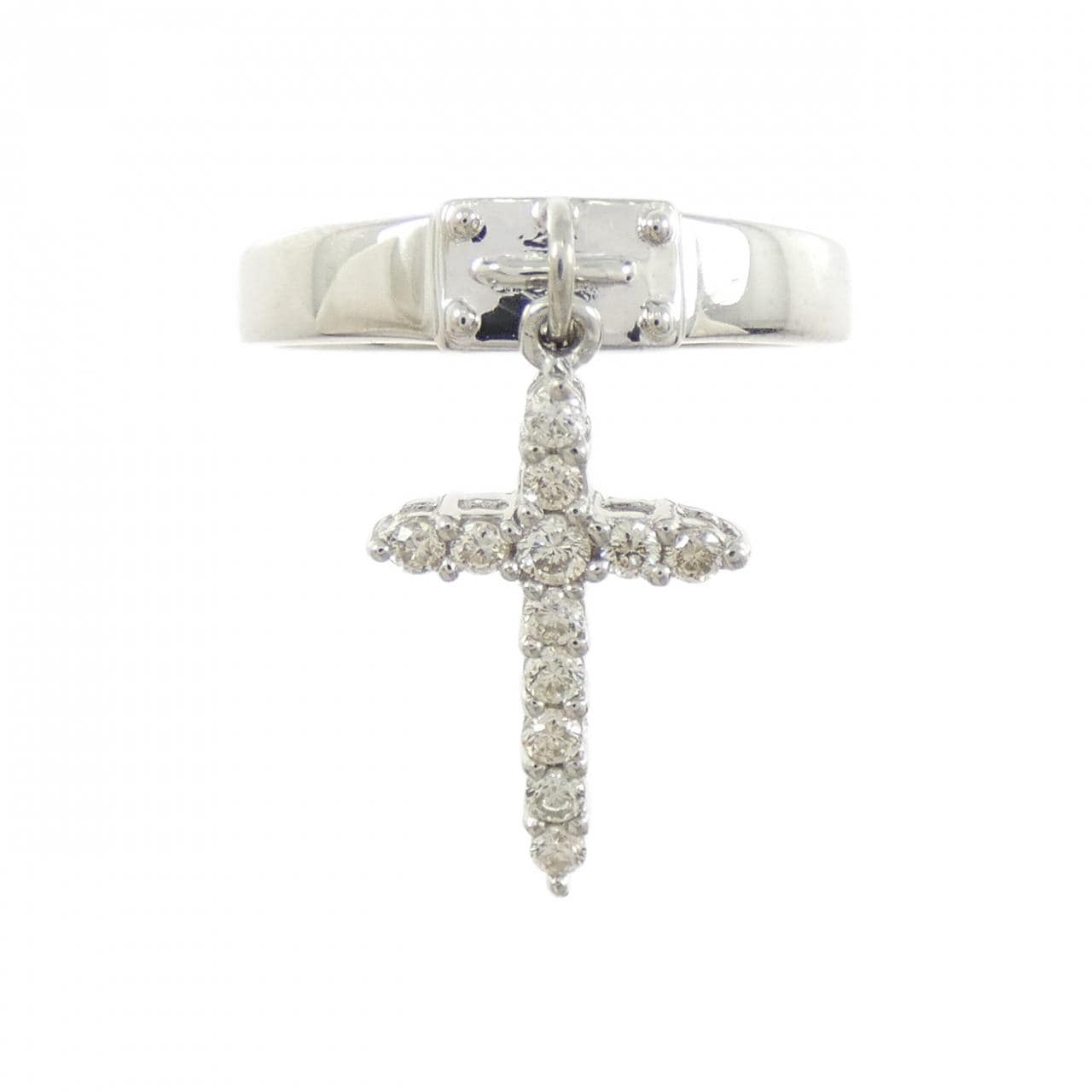 K18WG クロス ダイヤモンド リング 0.25CT