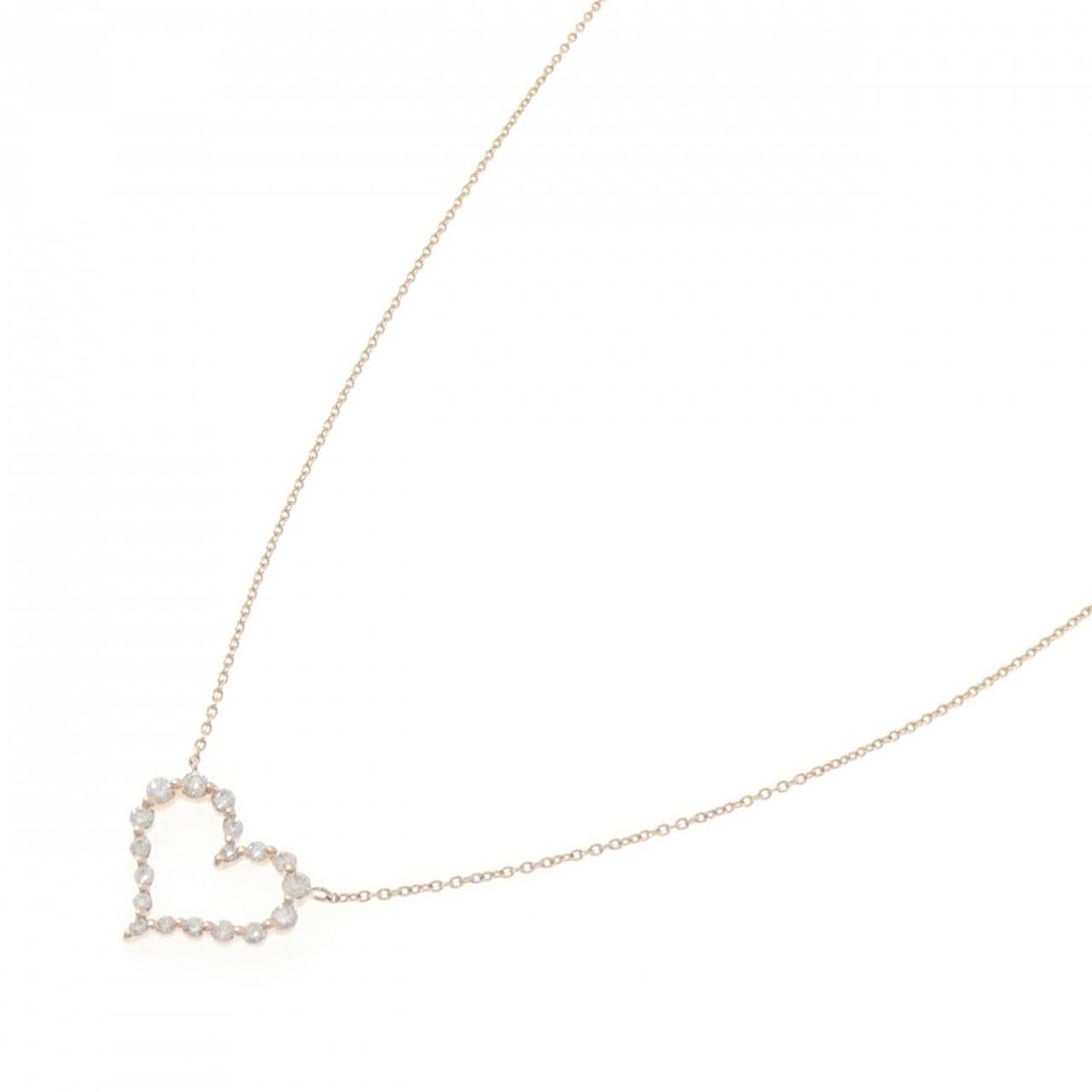 K18PG ハート ダイヤモンド ネックレス 0.30CT