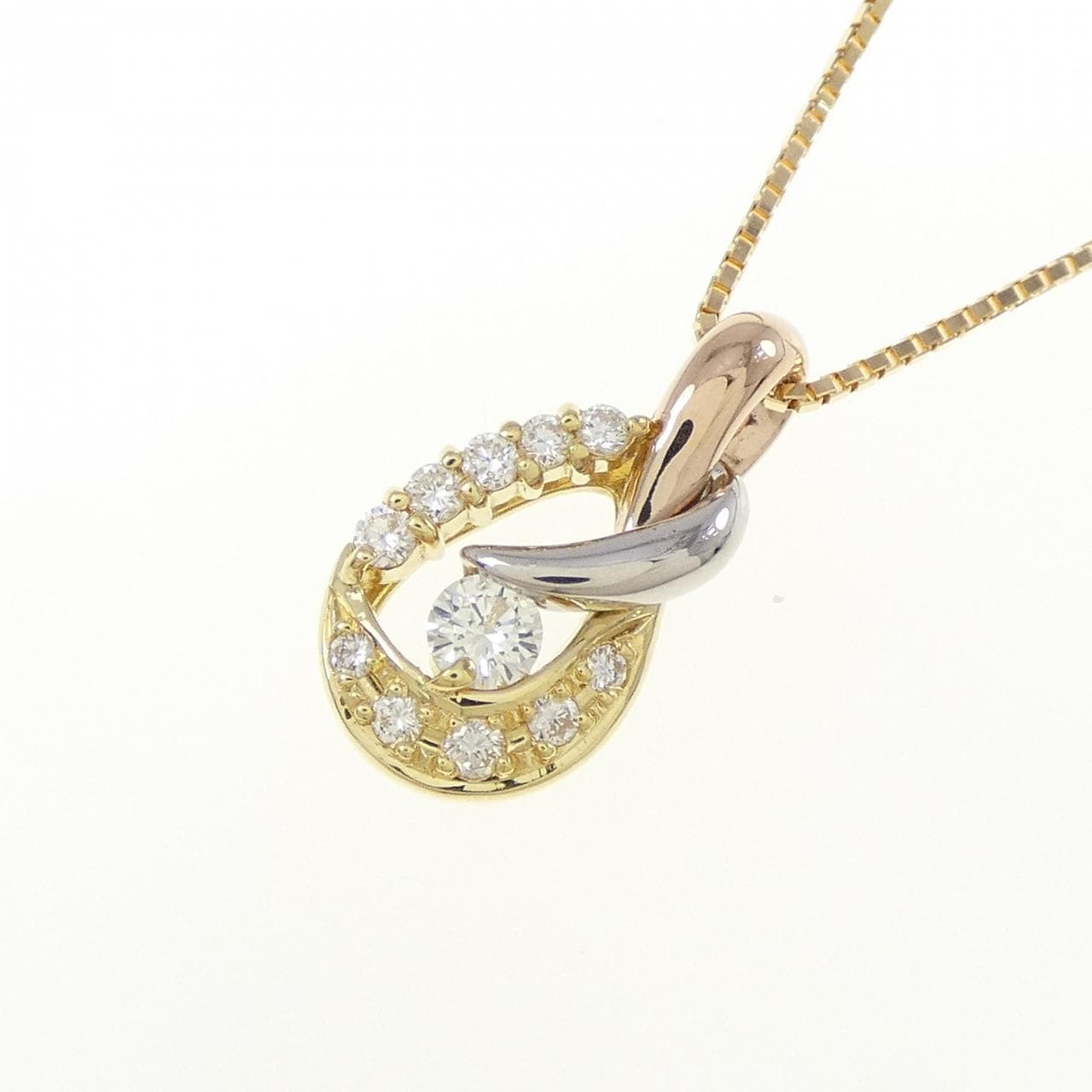 K18YG/PT900/K18PG ダイヤモンド ネックレス 0.26CT