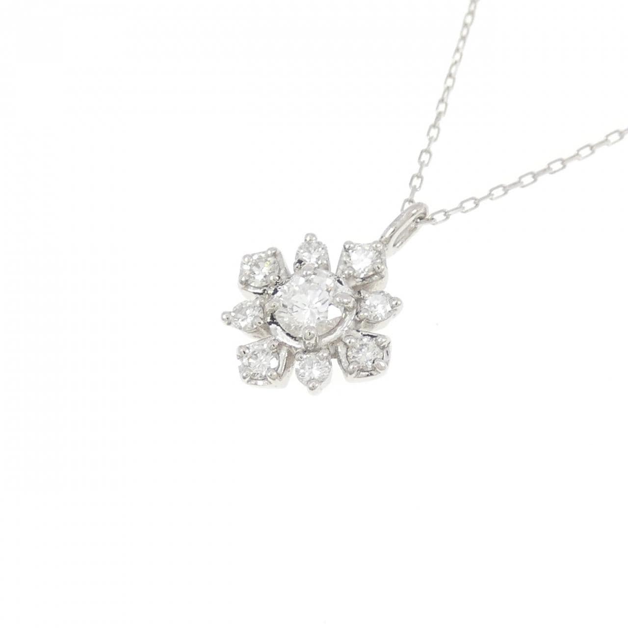 PT900/PT850 フラワー ダイヤモンド ネックレス 0.23CT