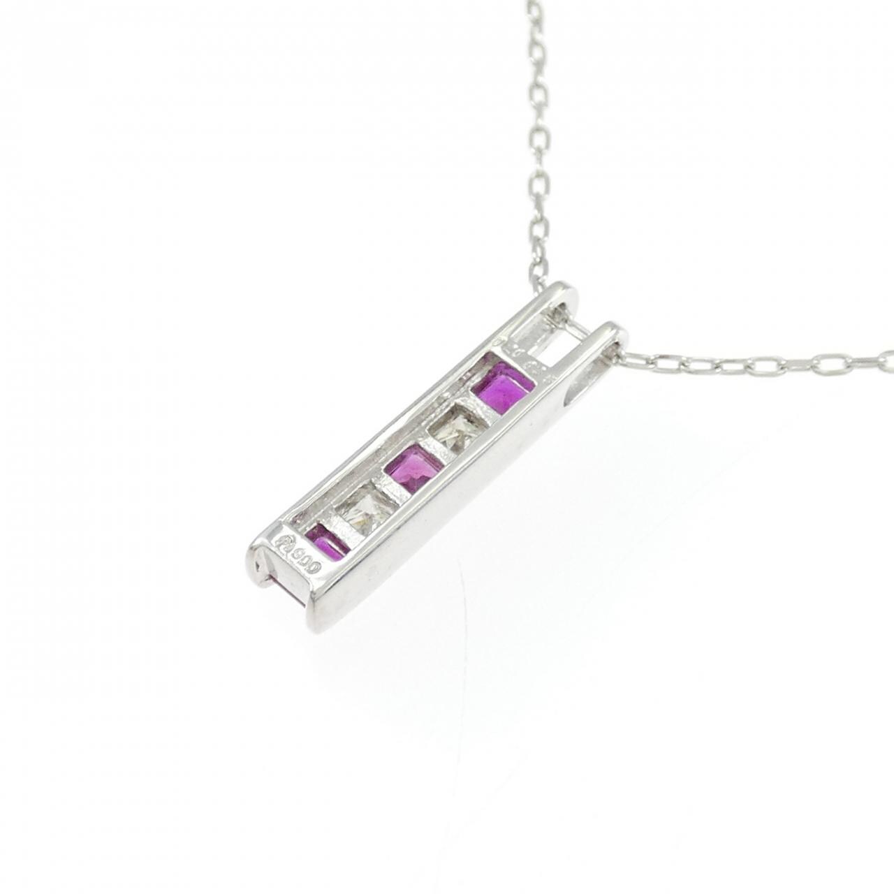 PT900/PT850 ルビー ネックレス 0.35CT