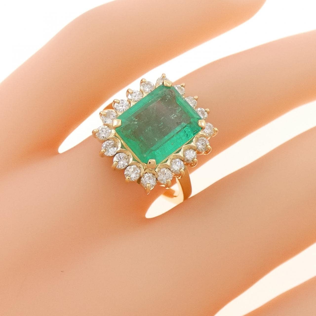 K18YG エメラルド リング 3.41CT