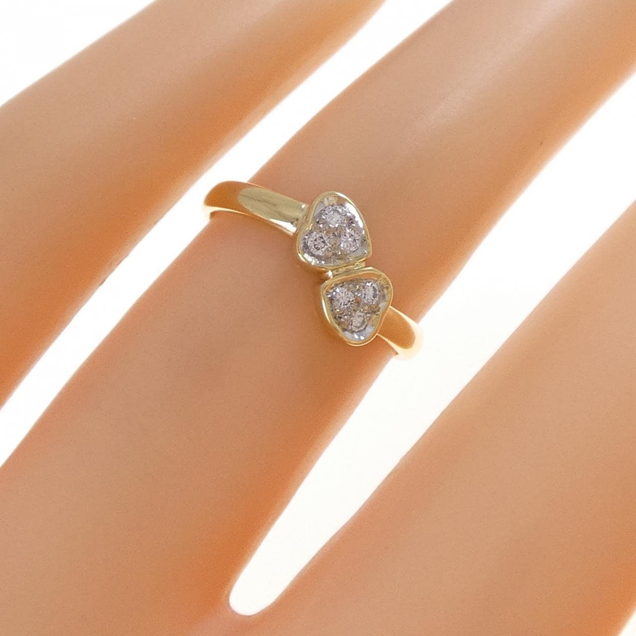 K18YG/K18WG ハート ダイヤモンド リング 0.06CT