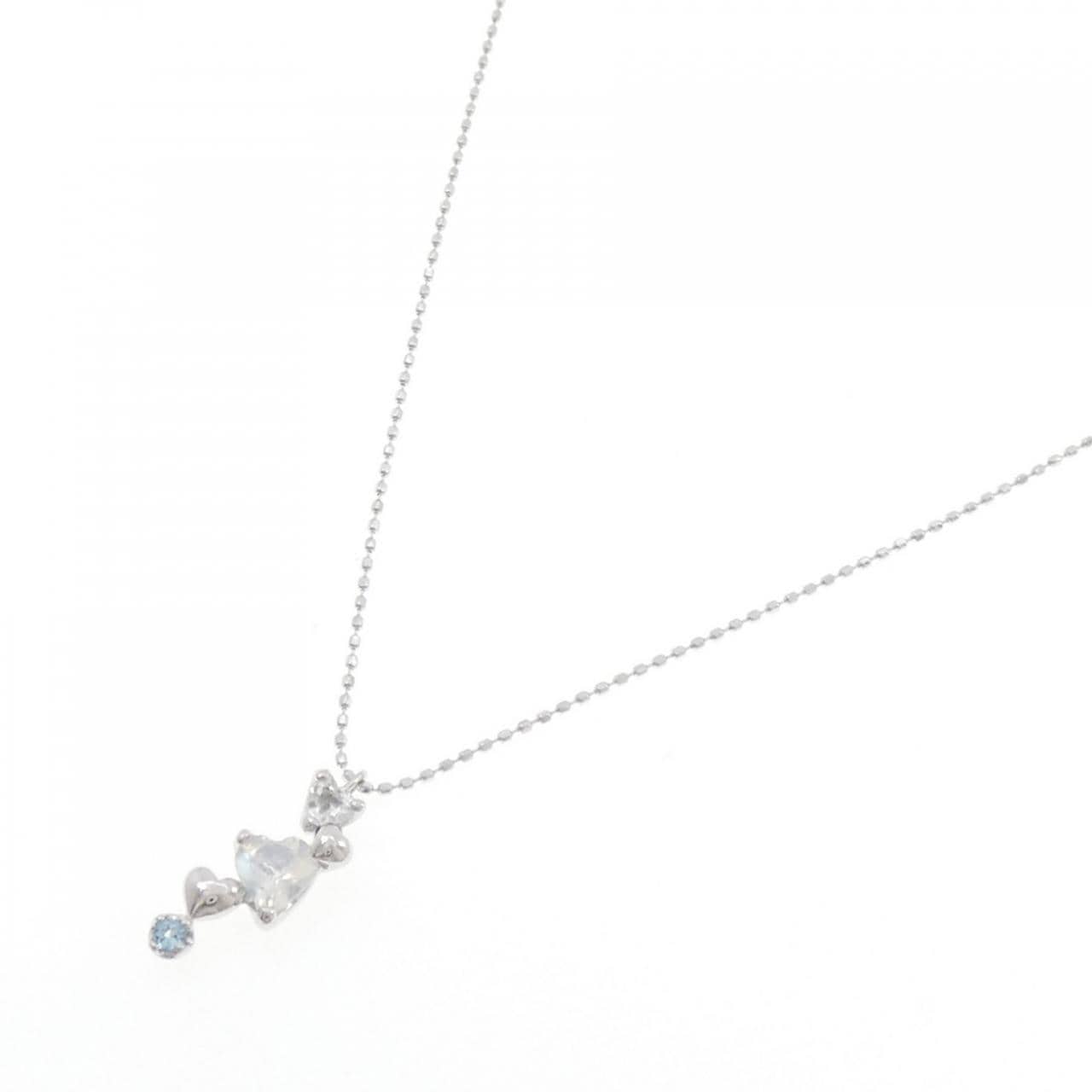 K18WG ハート ムーンストーン ネックレス 0.31CT