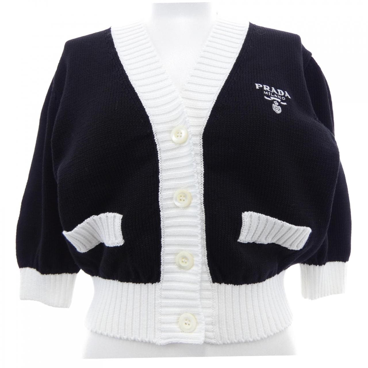 プラダ PRADA クロップド セミラグランショルダー P25I04 S211 1ZO5 カーディガン