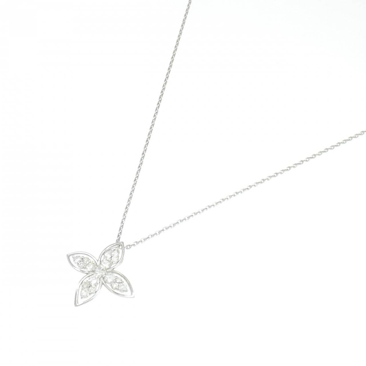 PT950/PT850 フラワー ダイヤモンド ネックレス 0.55CT