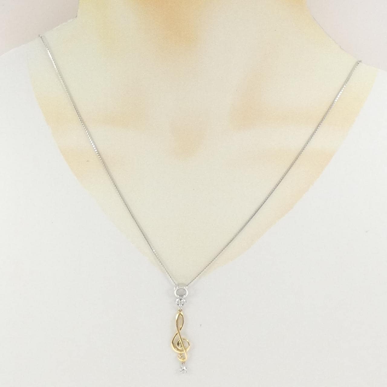K18YG/PT900/PT850 オンプ ダイヤモンド ネックレス 0.23CT