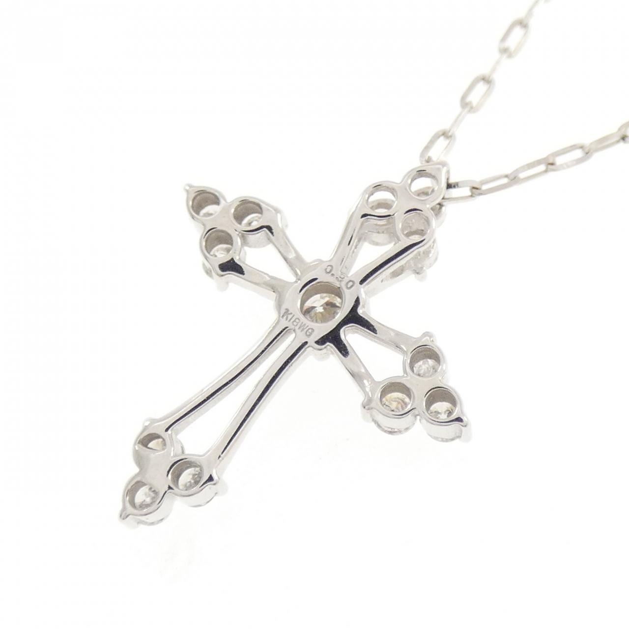 K18WG クロス ダイヤモンド ネックレス 0.30CT