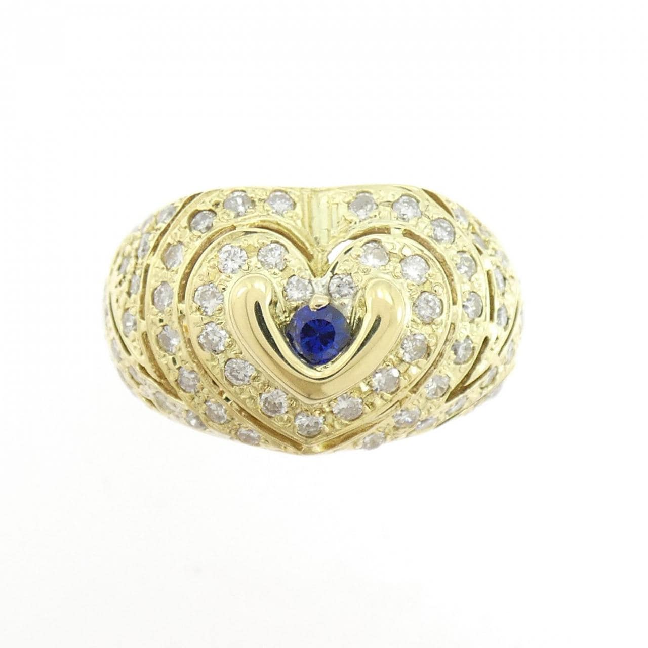 K18YG ハート サファイヤ リング 0.12CT