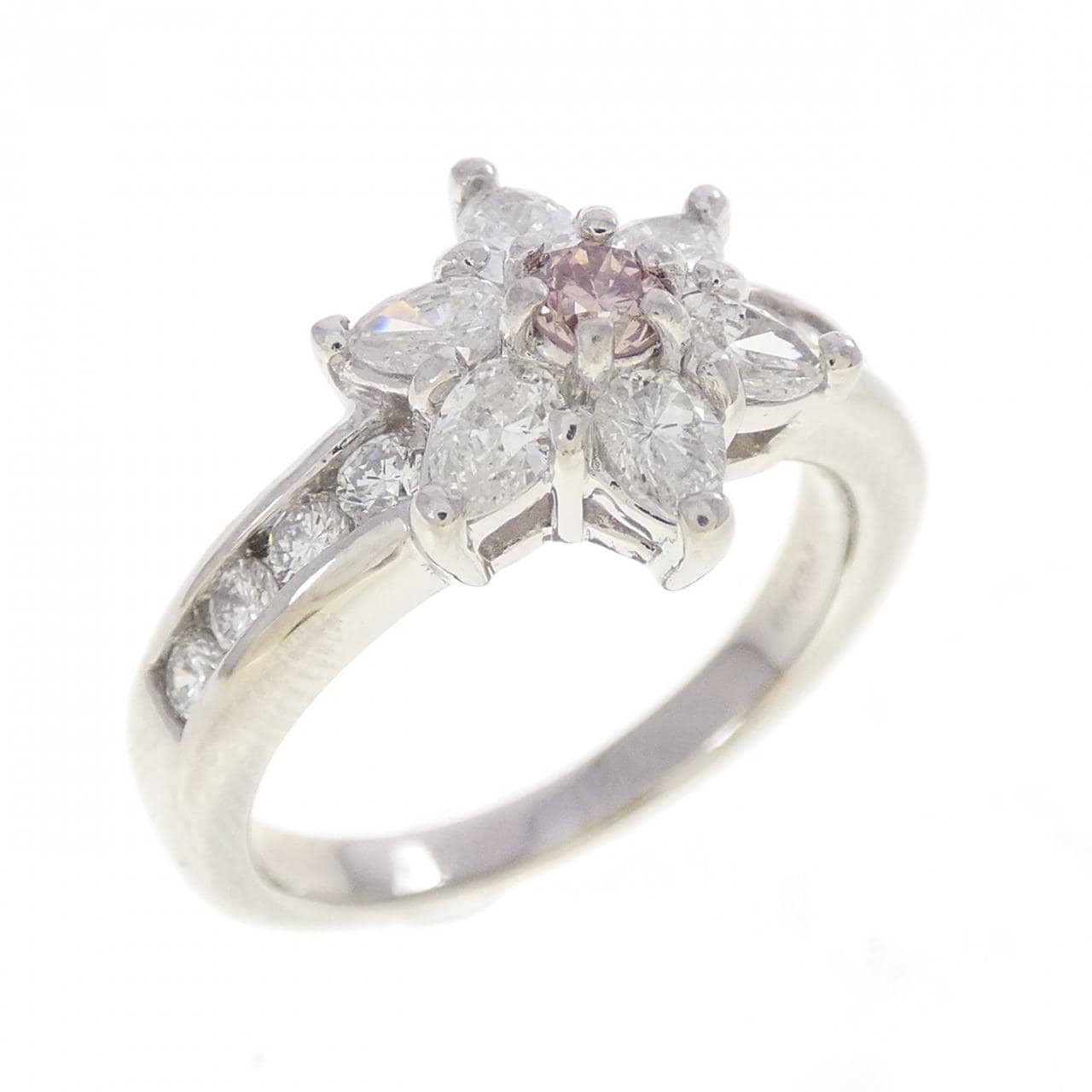 PT900 フラワー ピンクダイヤモンド リング 0.10CT
