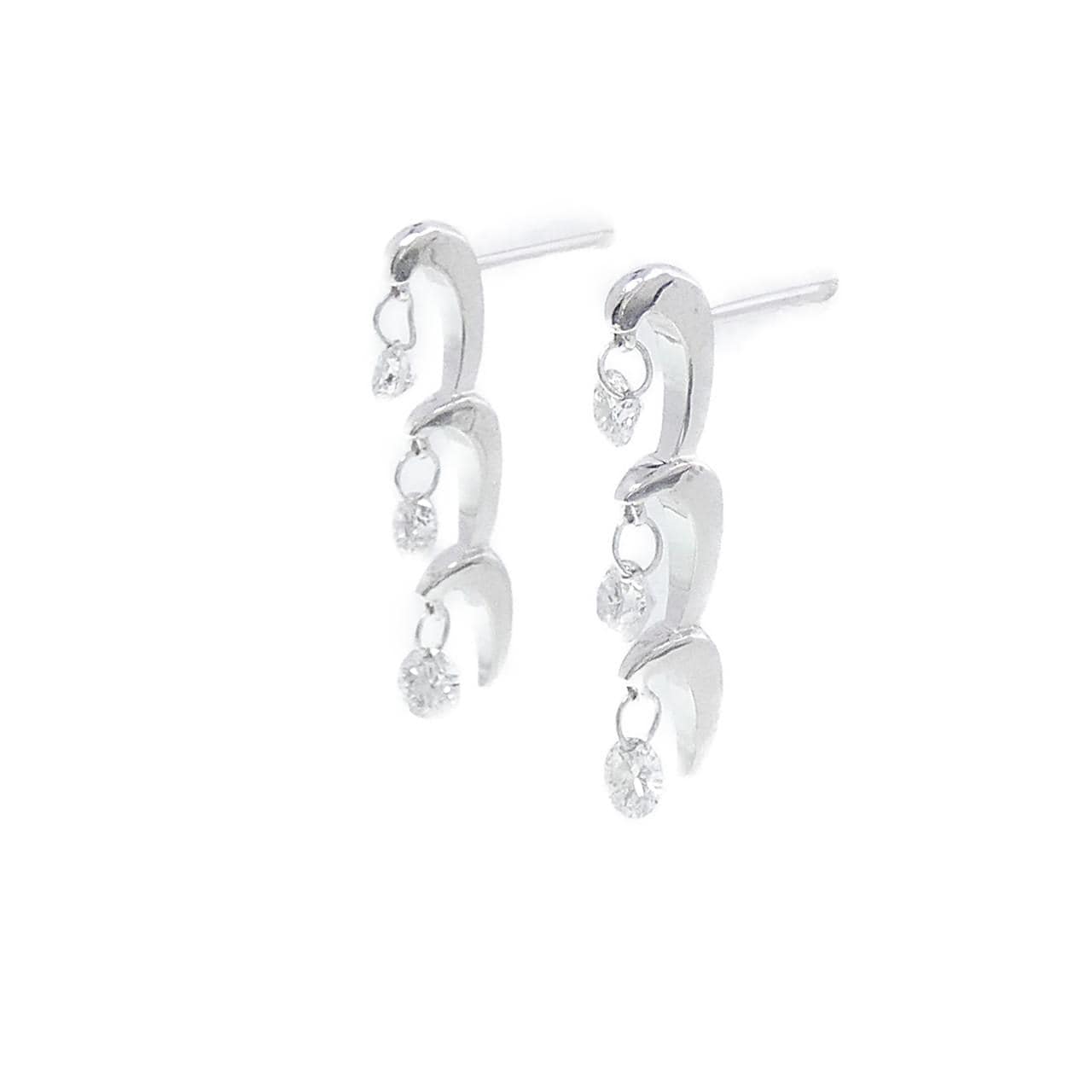 K18WG/K14WG Three Stone Diamond Earrings 0.60CT
