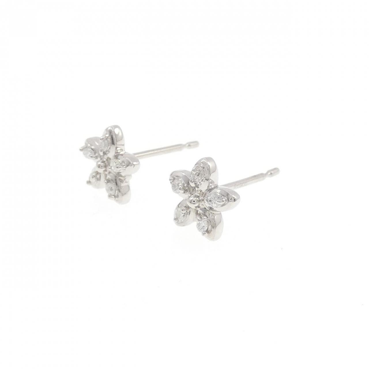 PT900 フラワー ダイヤモンド ピアス 0.08CT