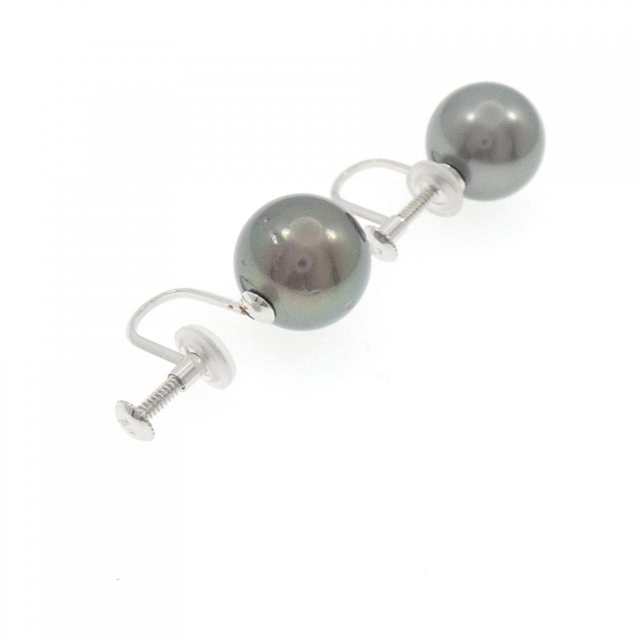 PT900 黒蝶パール イヤリング 11.3mm