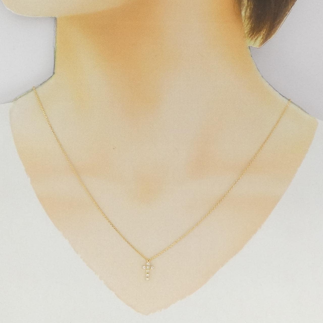 K18YG クロス ダイヤモンド ネックレス 0.10CT