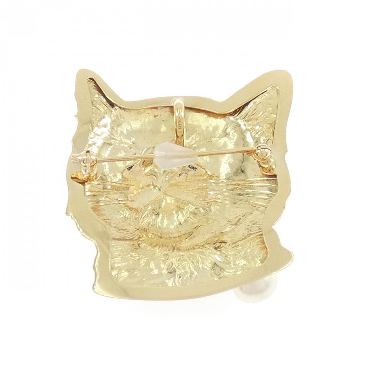 K18YG キャット 淡水パール ブローチ