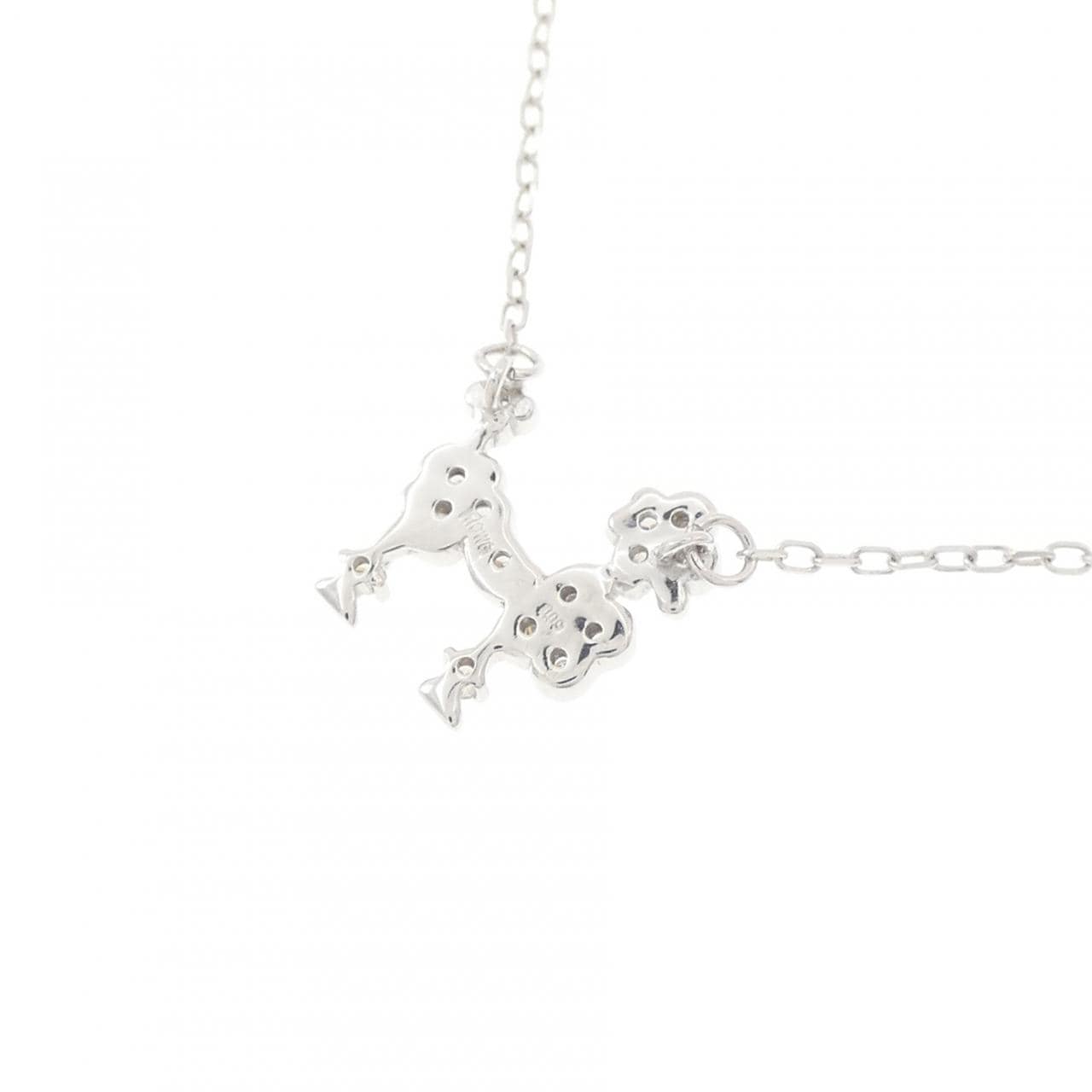 K10WG ドッグ ダイヤモンド ネックレス 0.09CT