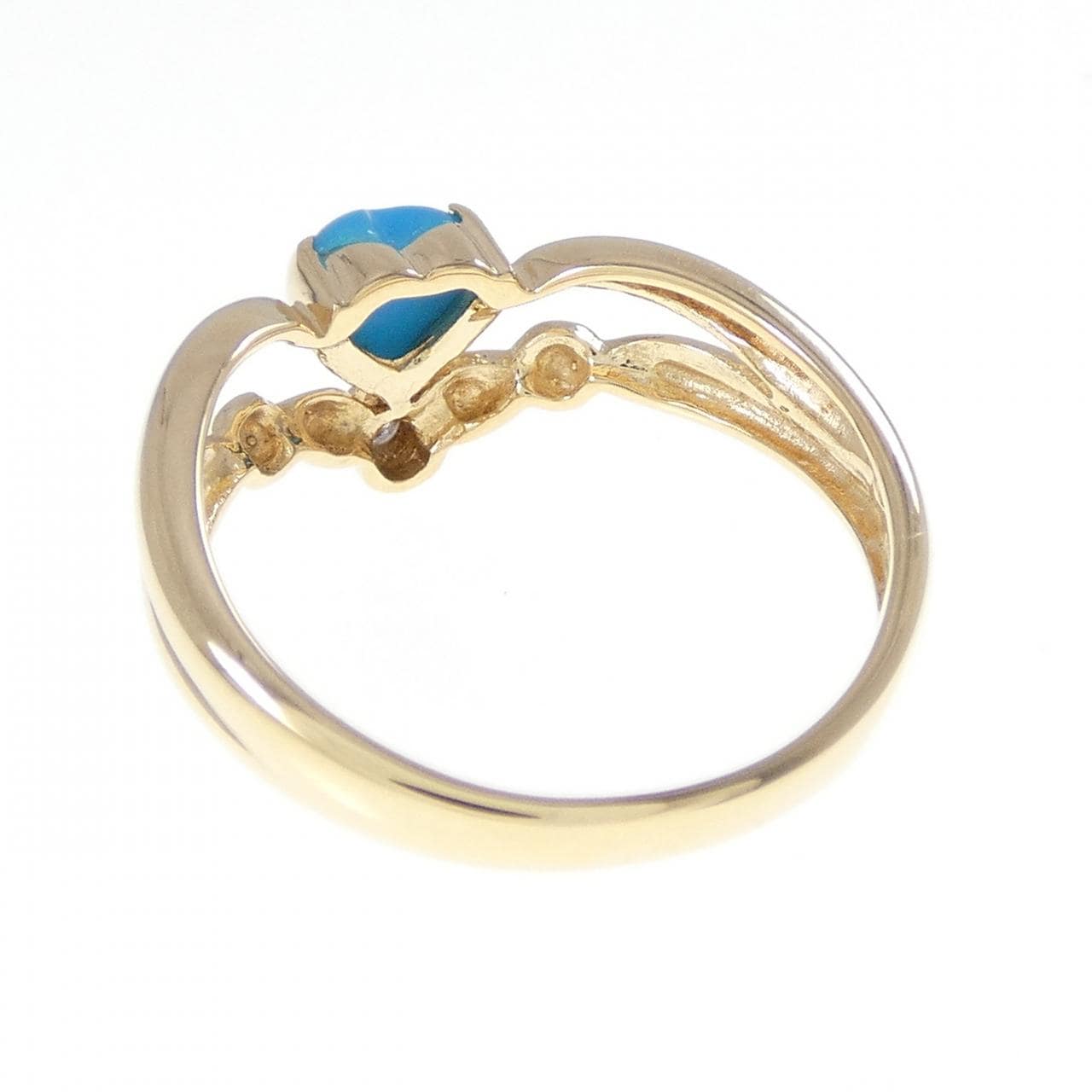 K18YG ハート ターコイズ リング