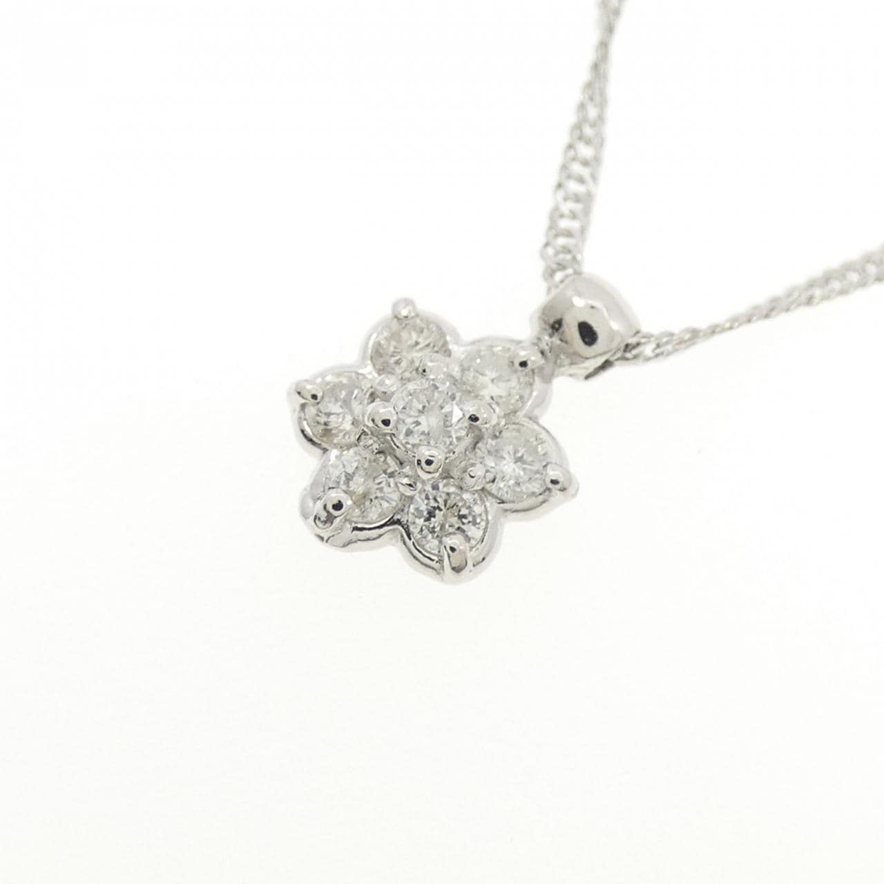 PT850 フラワー ダイヤモンド ネックレス 0.15CT