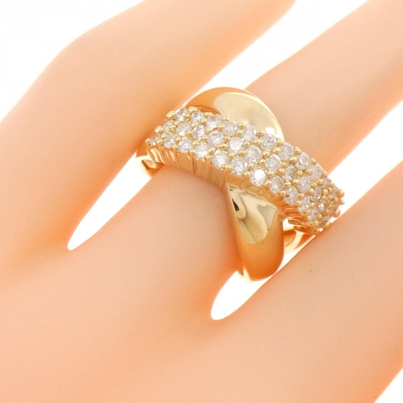K18YG パヴェ ダイヤモンド リング 0.88CT